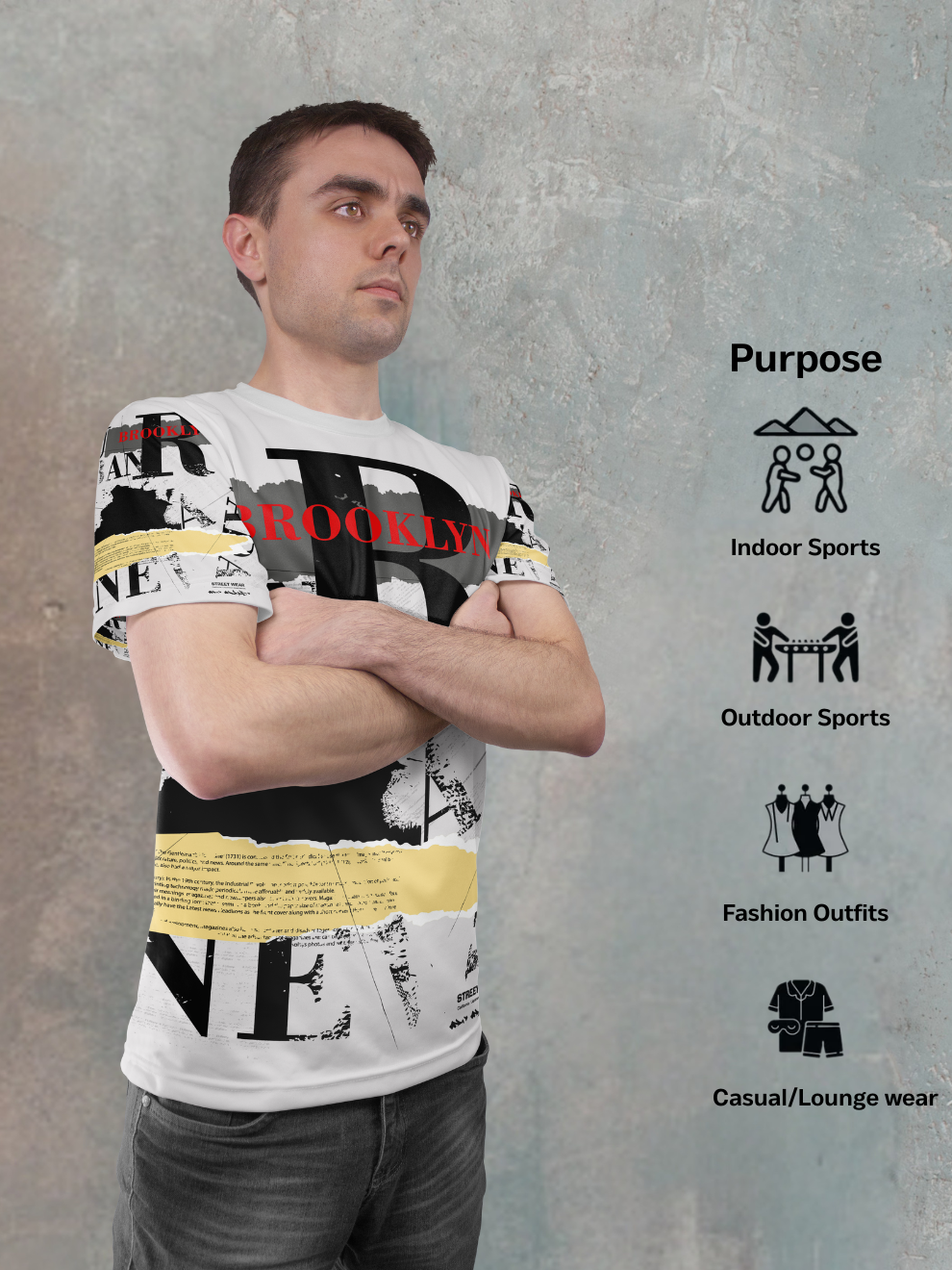 Flash White Street Core Pattern Sports T-shirt for men