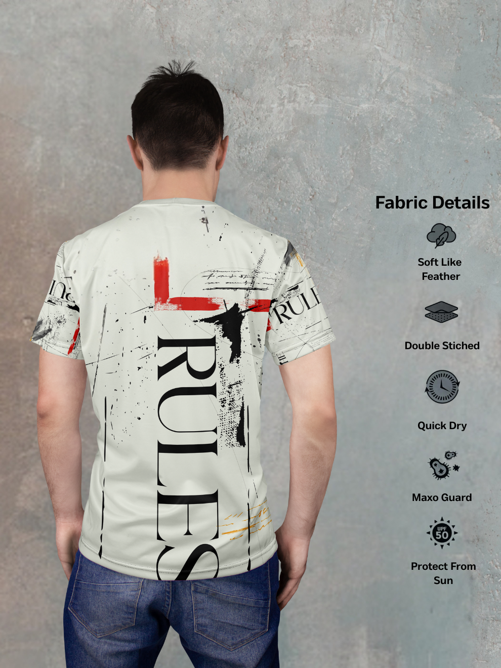 Mutted Yellow Graphic Text Pattern Sports T-shirt for men