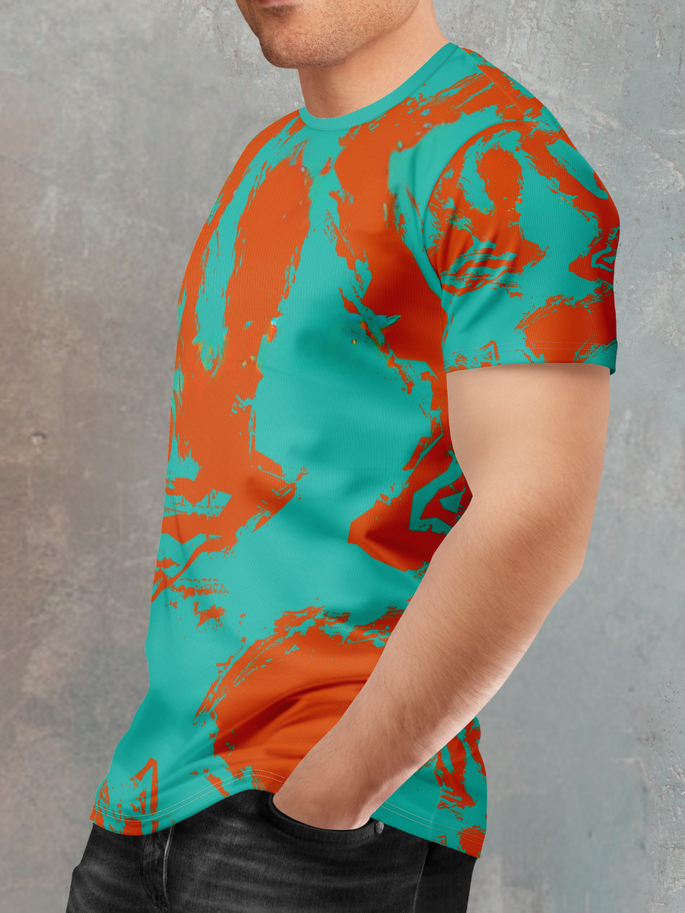Ignite Teal Volt Mesh Pattern Slim Fit Sports T-shirt for men