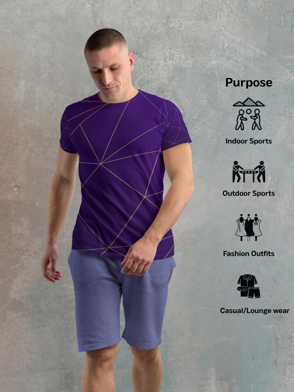 Blue Circuit Grid Pattern Slim Fit Sports T-shirt for men
