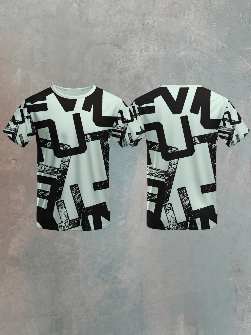 Korean Black Seamless Graphic Pattern Sports T-shirt for men