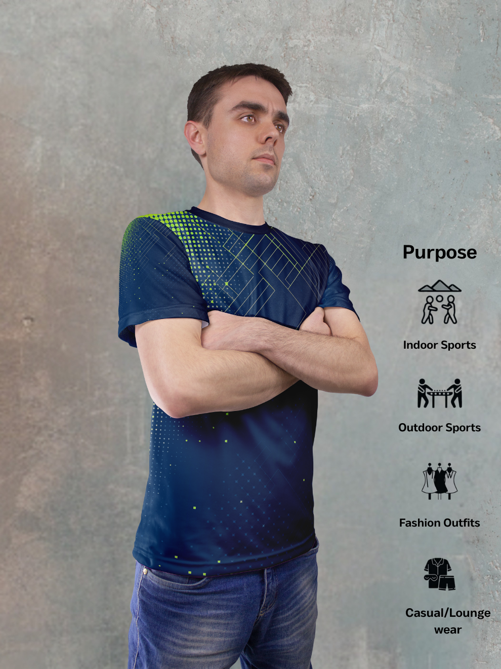 Cyber Green Pixel Flux Pattern Sports T-shirt for men