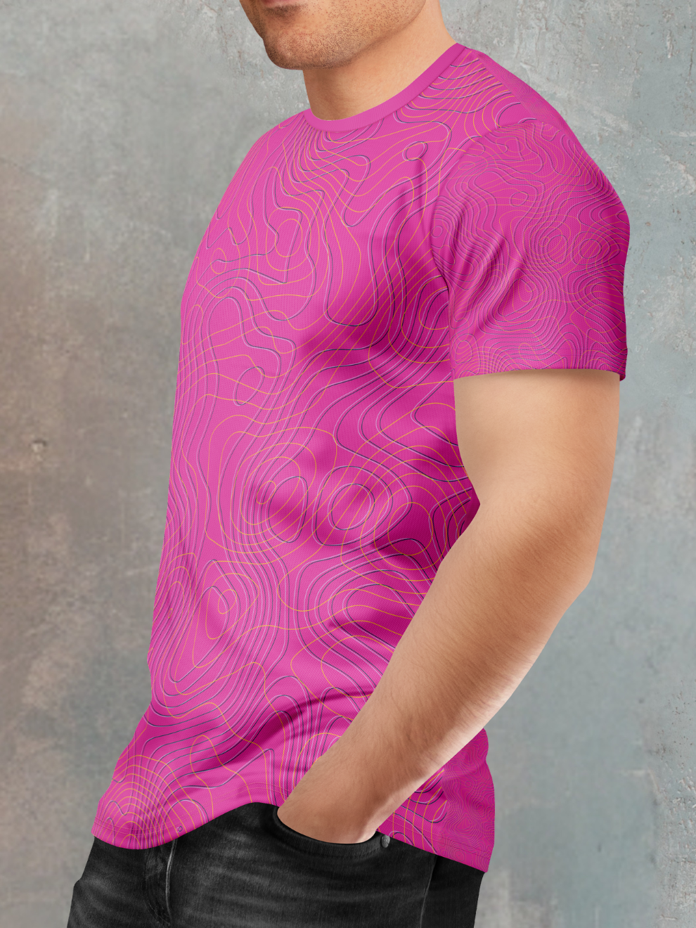 Magma Pink Tech Sport Edge Pattern Sports T-shirt for men