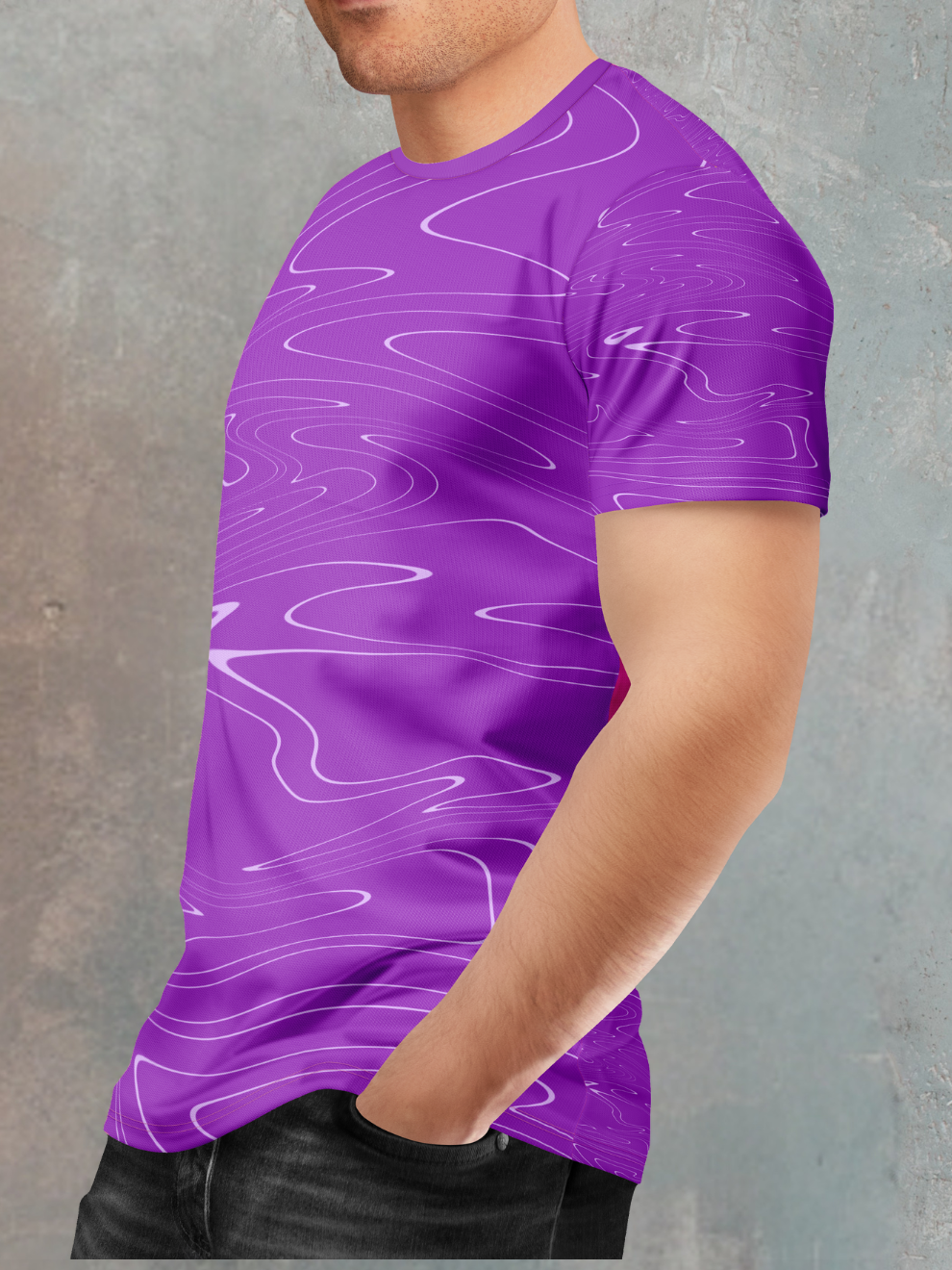 Pulse Violet Motion Map Pattern Sports T-shirt for men