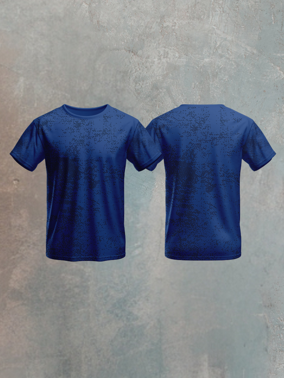 Midnight Navy Blue Shadow Mesh Pattern Sports T-shirt for men