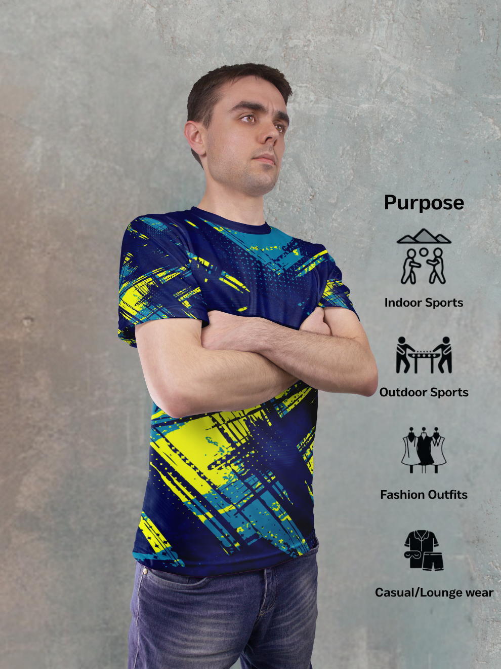 Dark Blue Volt Mesh Pattern Sports T-shirts for men
