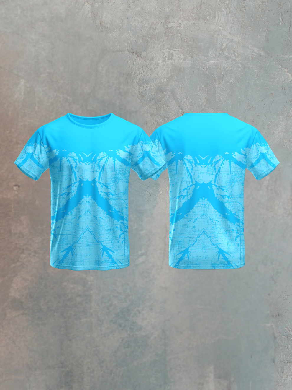 Aqua Sky Blue Wing Matrix Pattern Sports T-shirt for men