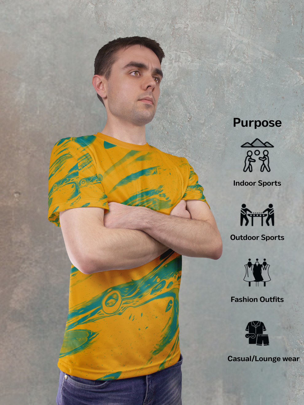 Amber Blaze Aqua Rush Pattern Sports T-shirt for men
