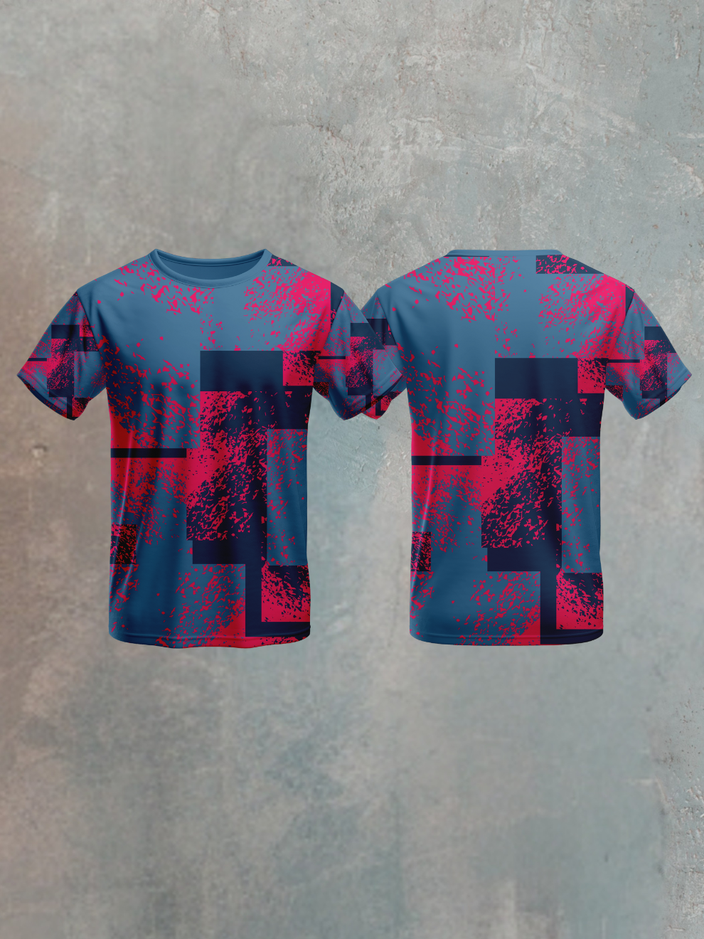 Red Ink Blue Urban Mesh Pattern Sports T-shirt for men