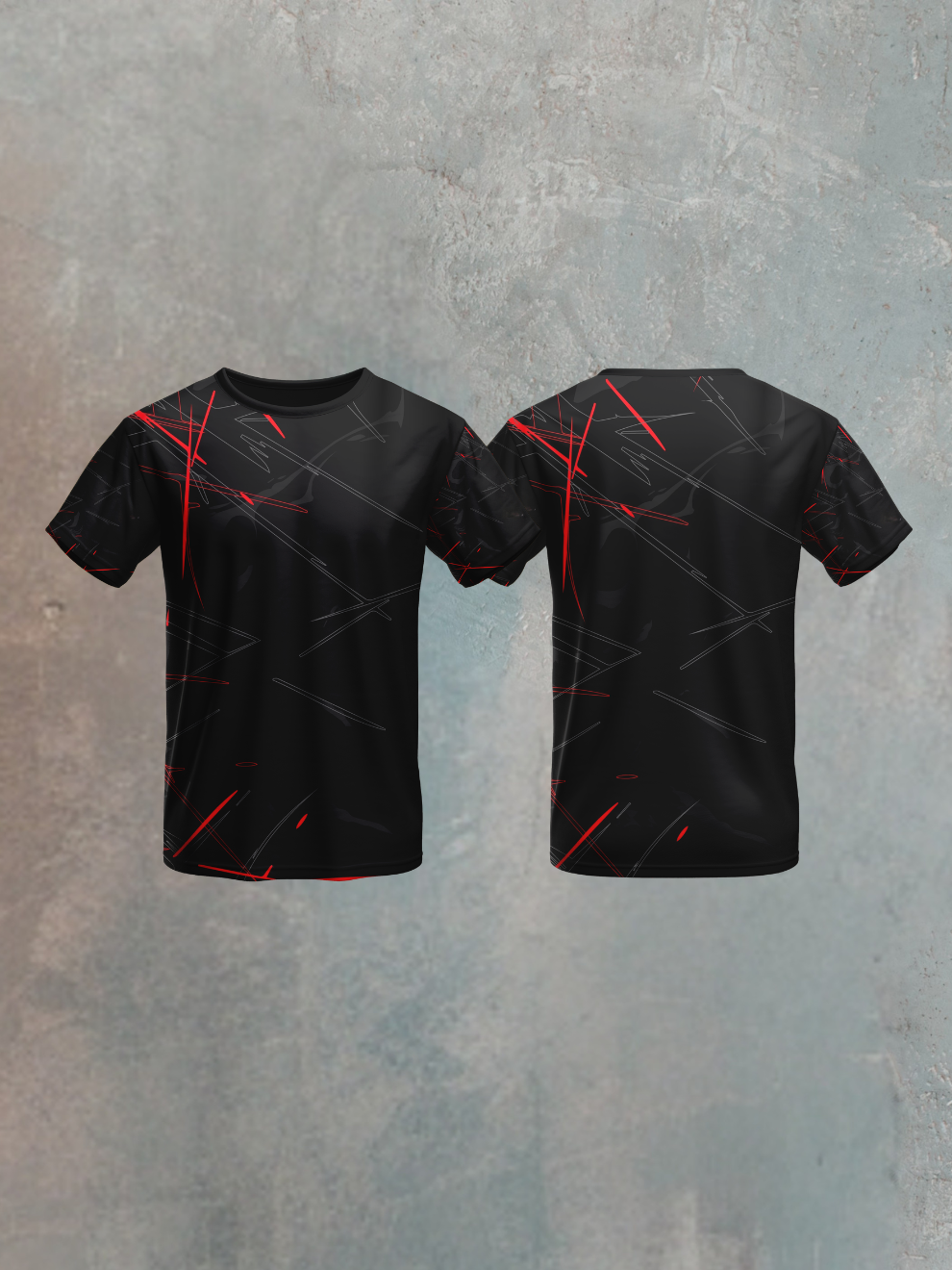 Jet Black Crimson Edge Pattern Sports T-shirt for men