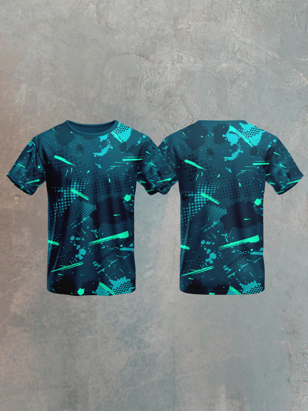 Neon Green Cyber Splash Pattern Sports T-shirt for men