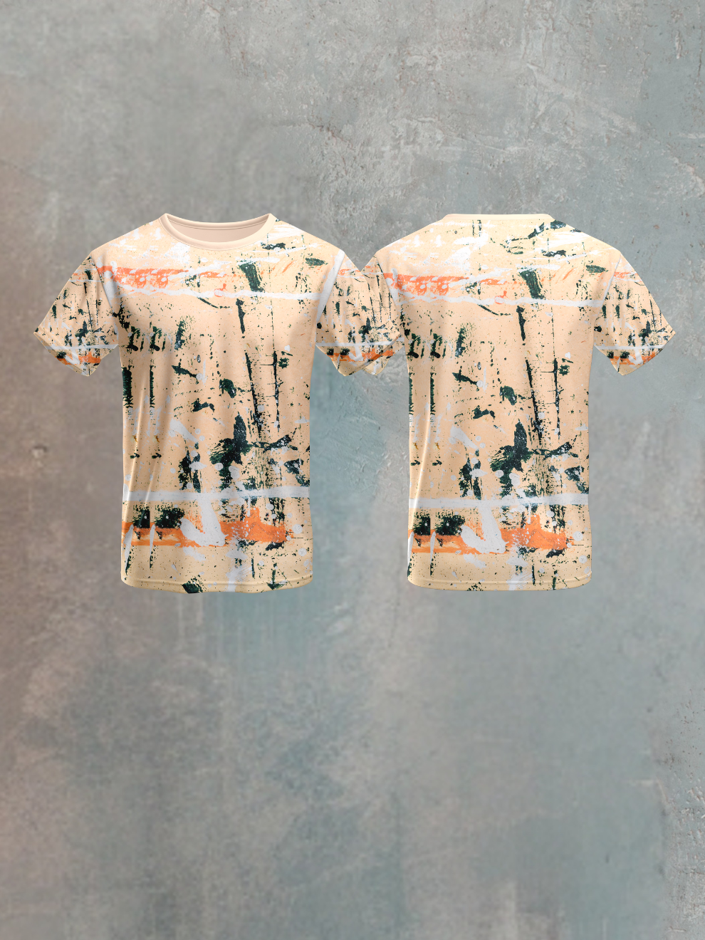 Canvas Beige Art Spill Pattern Sports T-shirt for men