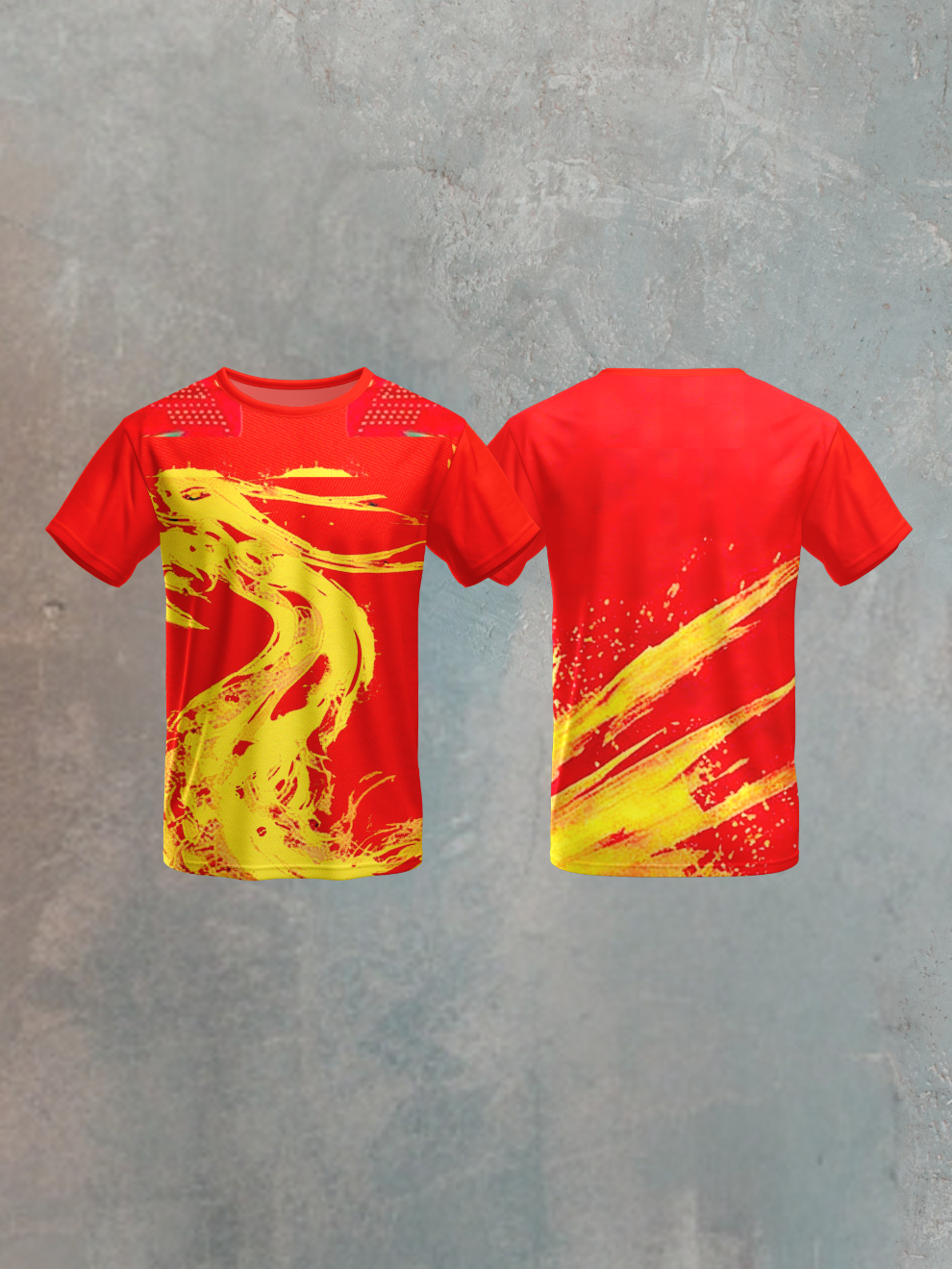 Electric Red Dragon Stroke Pattern Sports T-shirt for men