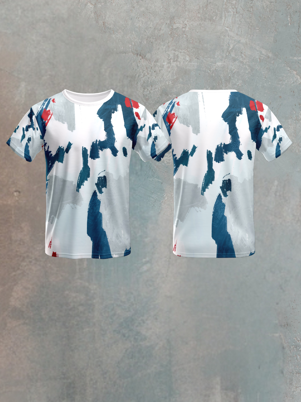 Denim Blue Abstract Brush Stroke Art Pattern Sports T-shirt for men