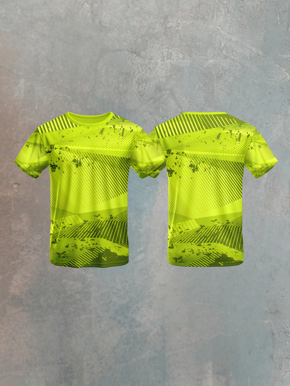Forest Green Lime Motion Pattern Sports T-shirt for men
