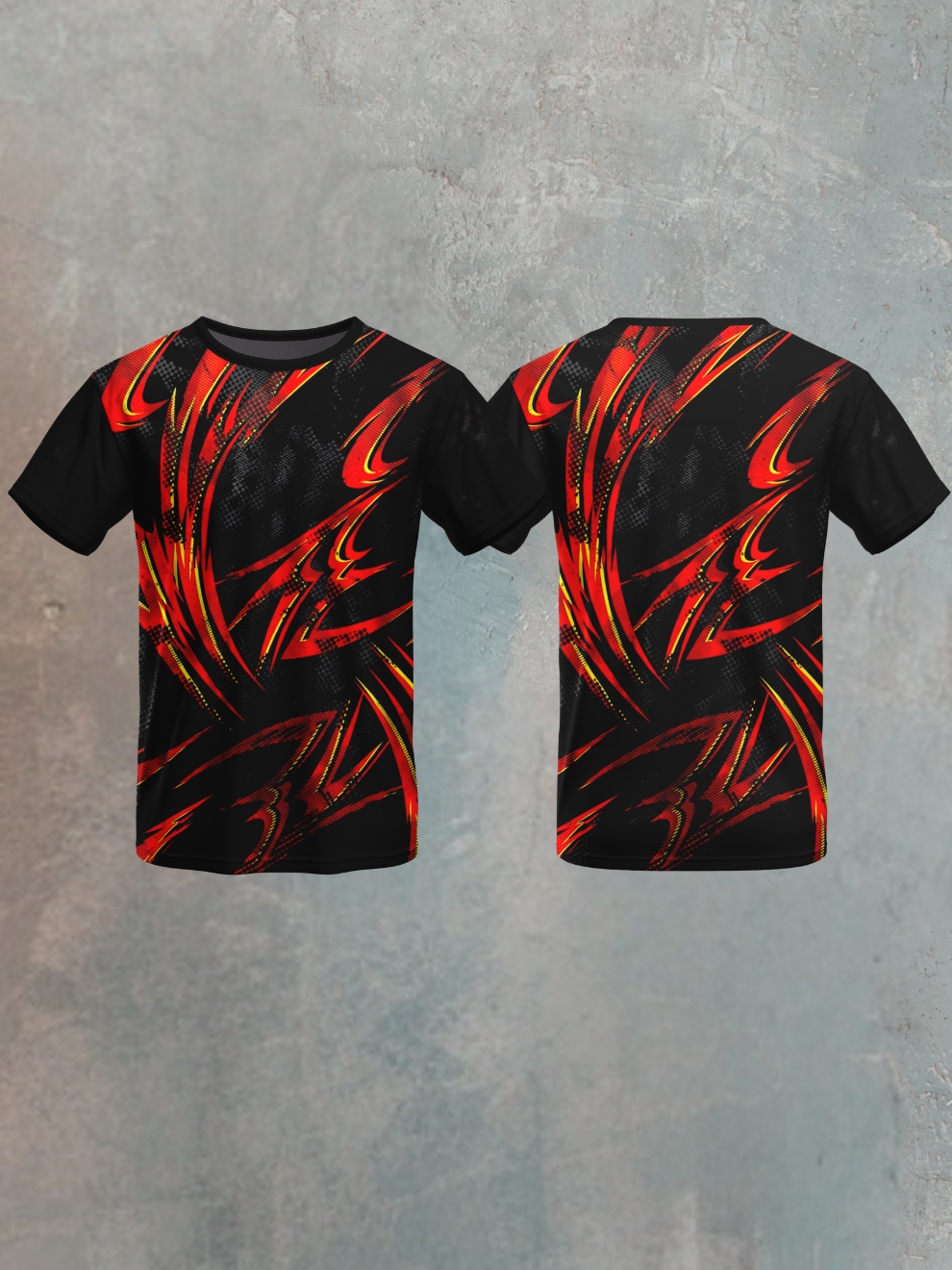 Black & Red Blaze Strike Pattern Sports T-shirt for men