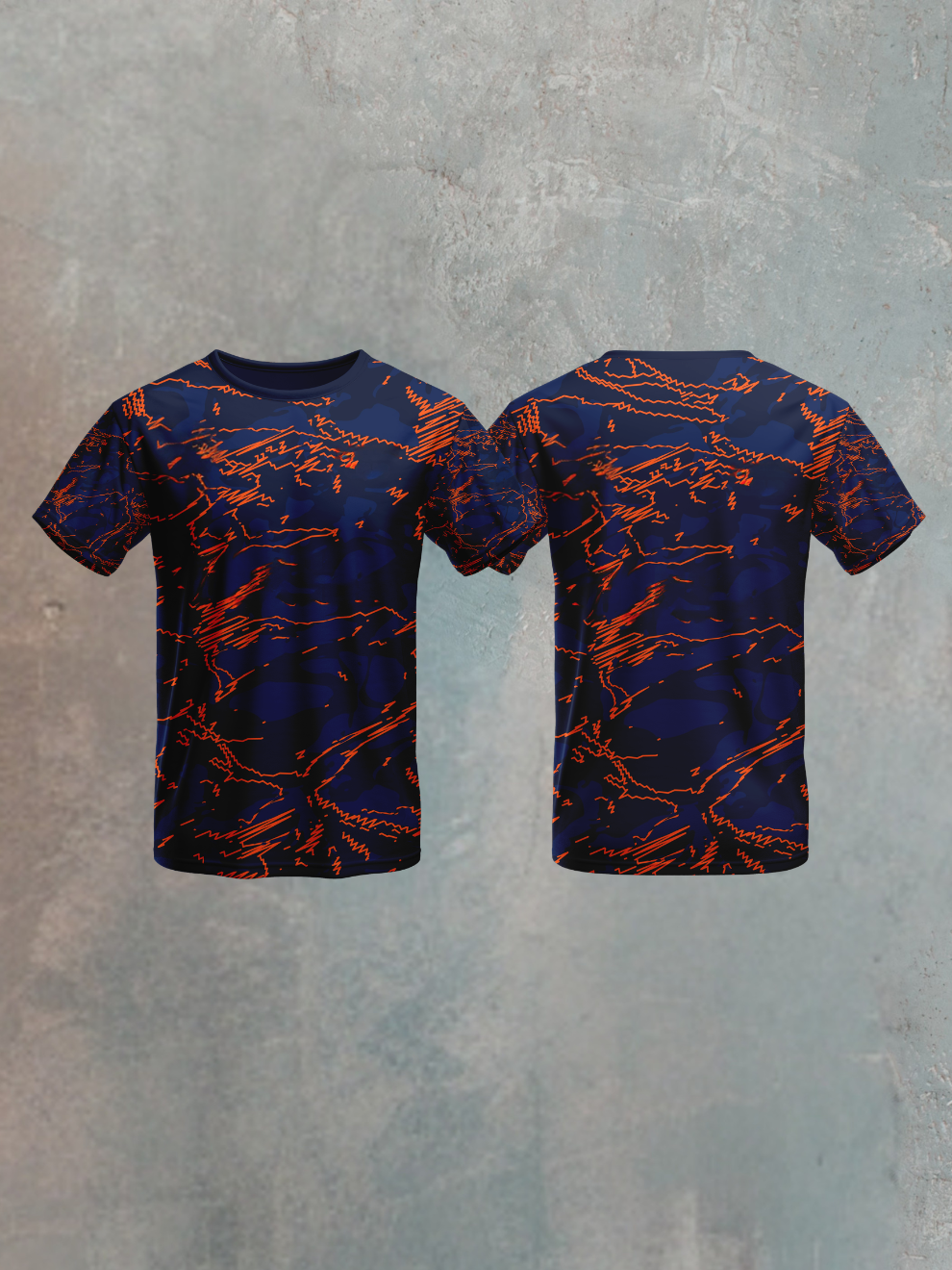 Deep Navy Blue Volt Rush Pattern Sports T-shirt for men