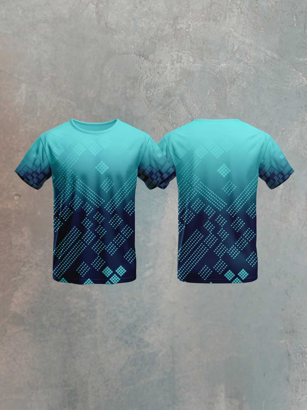 Teal Green Diamond Dot Pattern Sports T-shirt for men