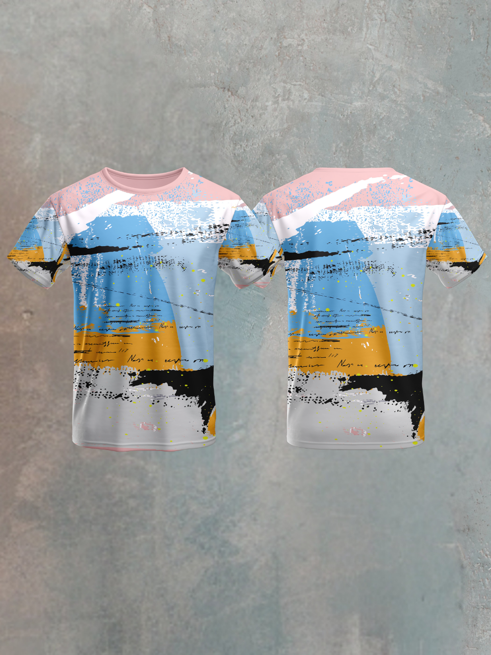 Canvas White Art Rush Pattern Sports T-shirt for men