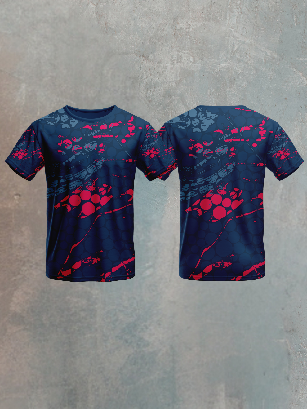 Crimson Navy Blue Abstract Print Pattern Sports T-shirt for men