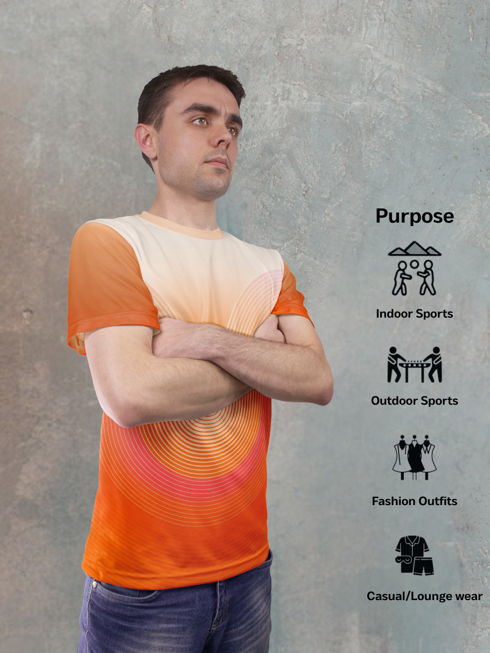 Amber Red Retro Gradient Pattern Sports T-shirt for men