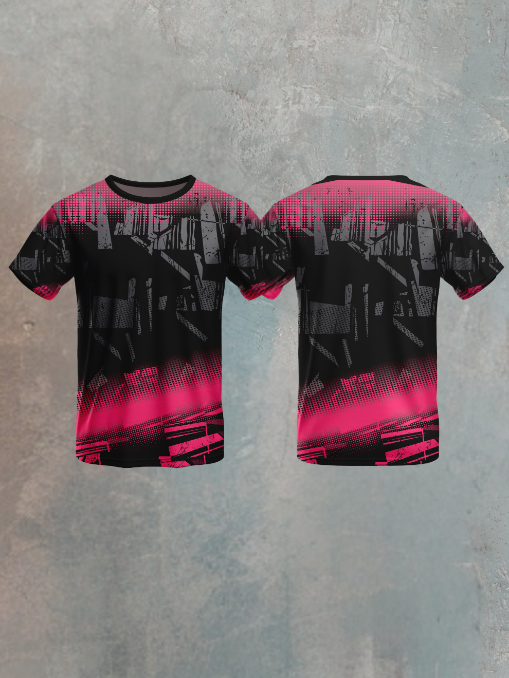 Crimson Black Abstract Geometric Pattern Sports T-shirt for men