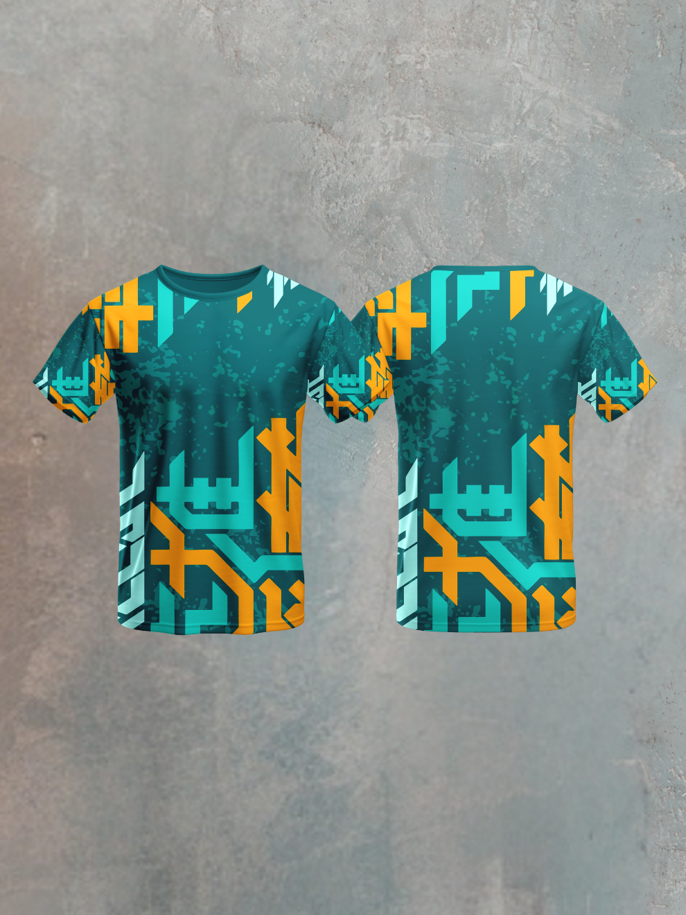 Amber Green Geometric Grid Line Pattern Sports T-shirt for men