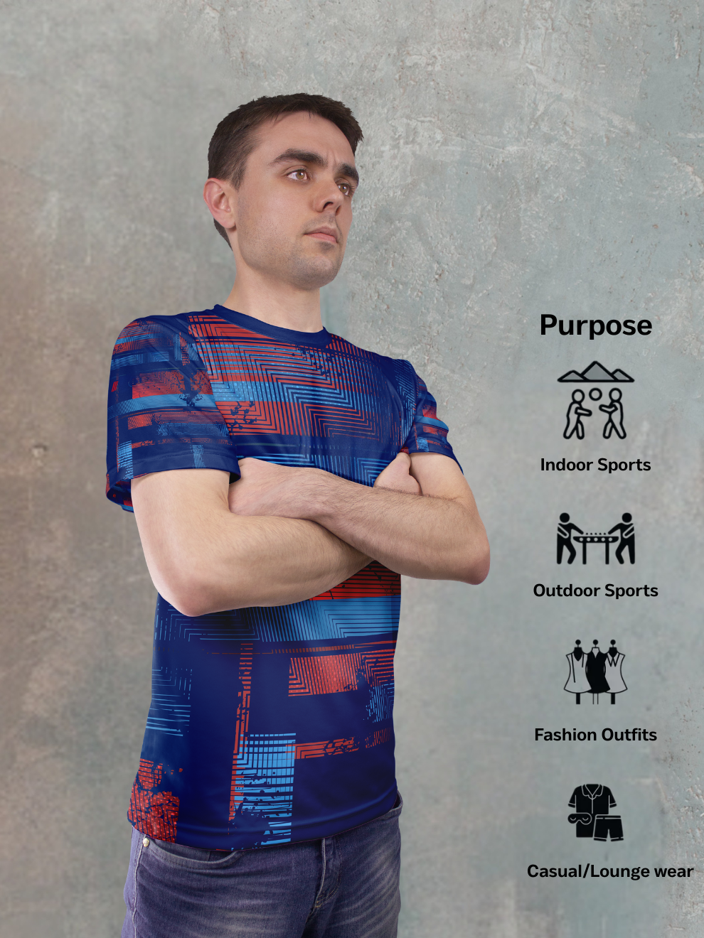 Midnight Navy Blue Circuit Motion Pattern Sports T-shirt for men