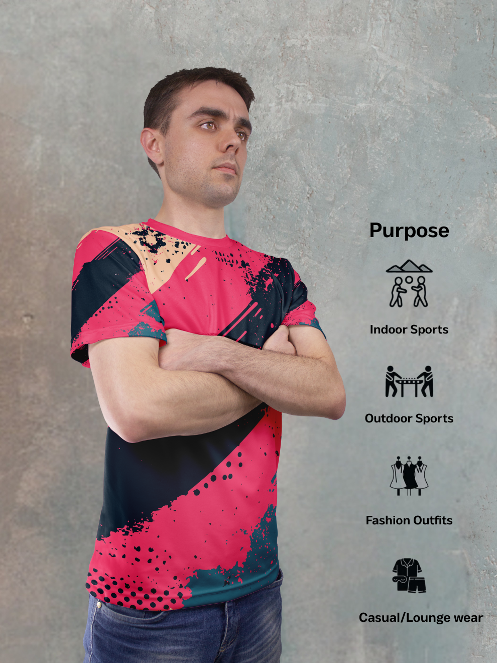 Storm Beige Dot Strike Pattern Sports T-shirt for men