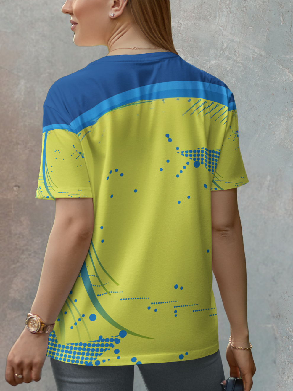 Solar Blue Dyno Wave Pattern Sports T-shirt for women