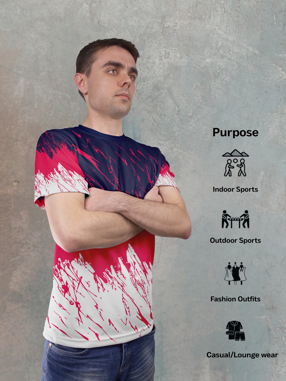 Crimson Fade Abstract Splatter Pattern Sports T-shirt for men