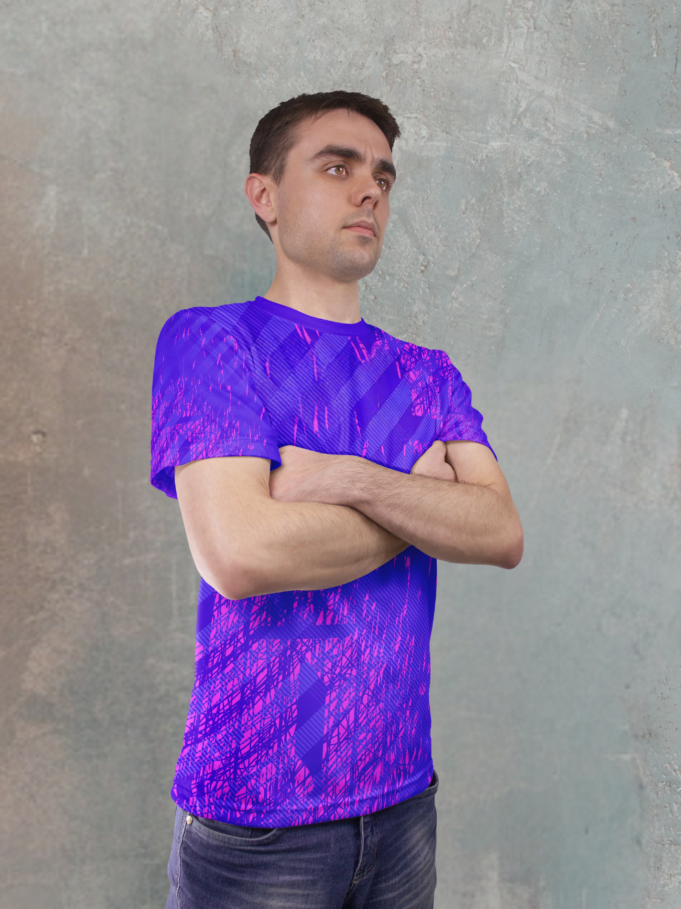 Magenta Blaze Abstract Brush Stroke Pattern Sports T-shirt for men
