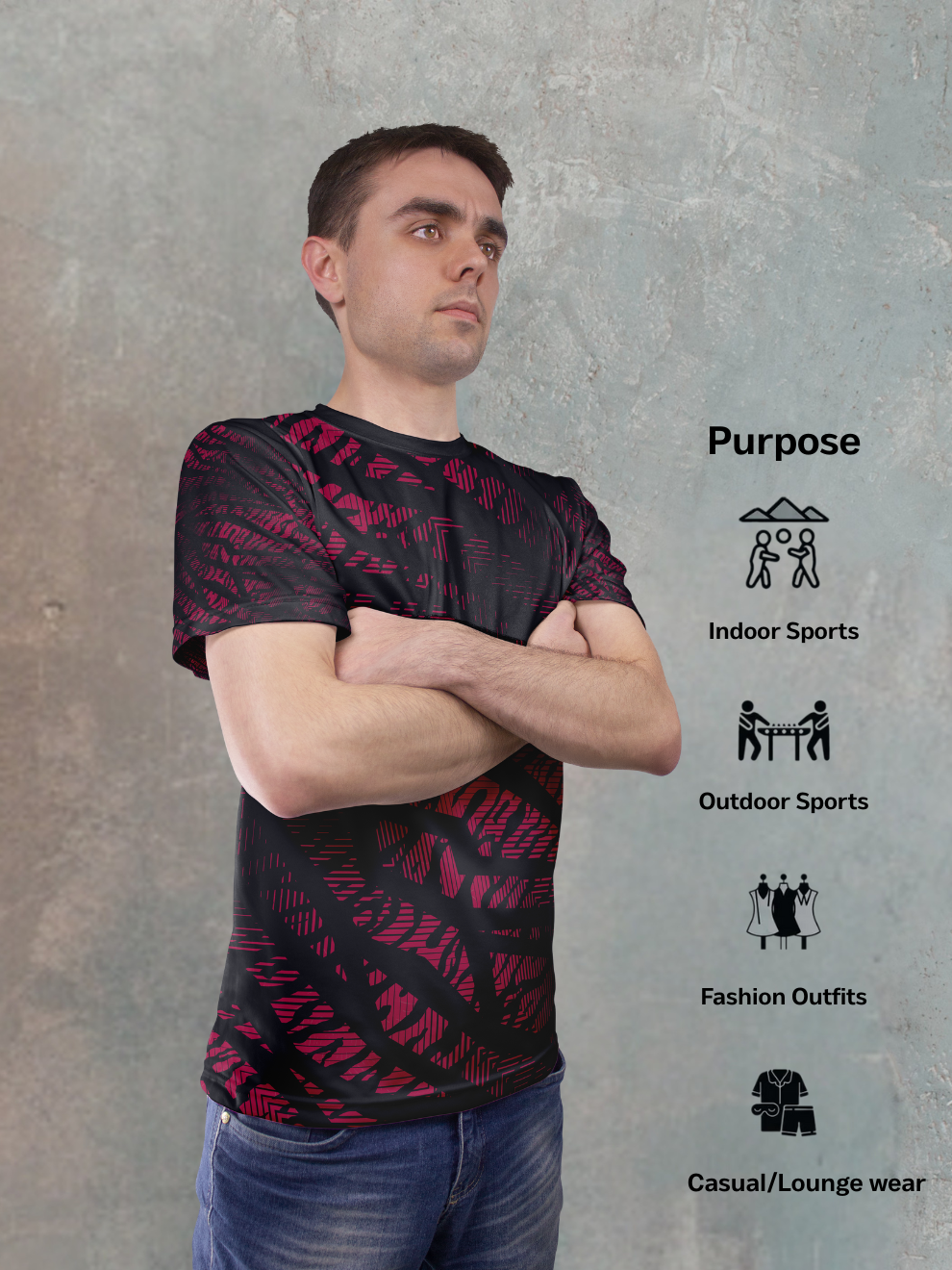 Graphite Blaze Tag Mesh Pattern Sports T-shirt for men