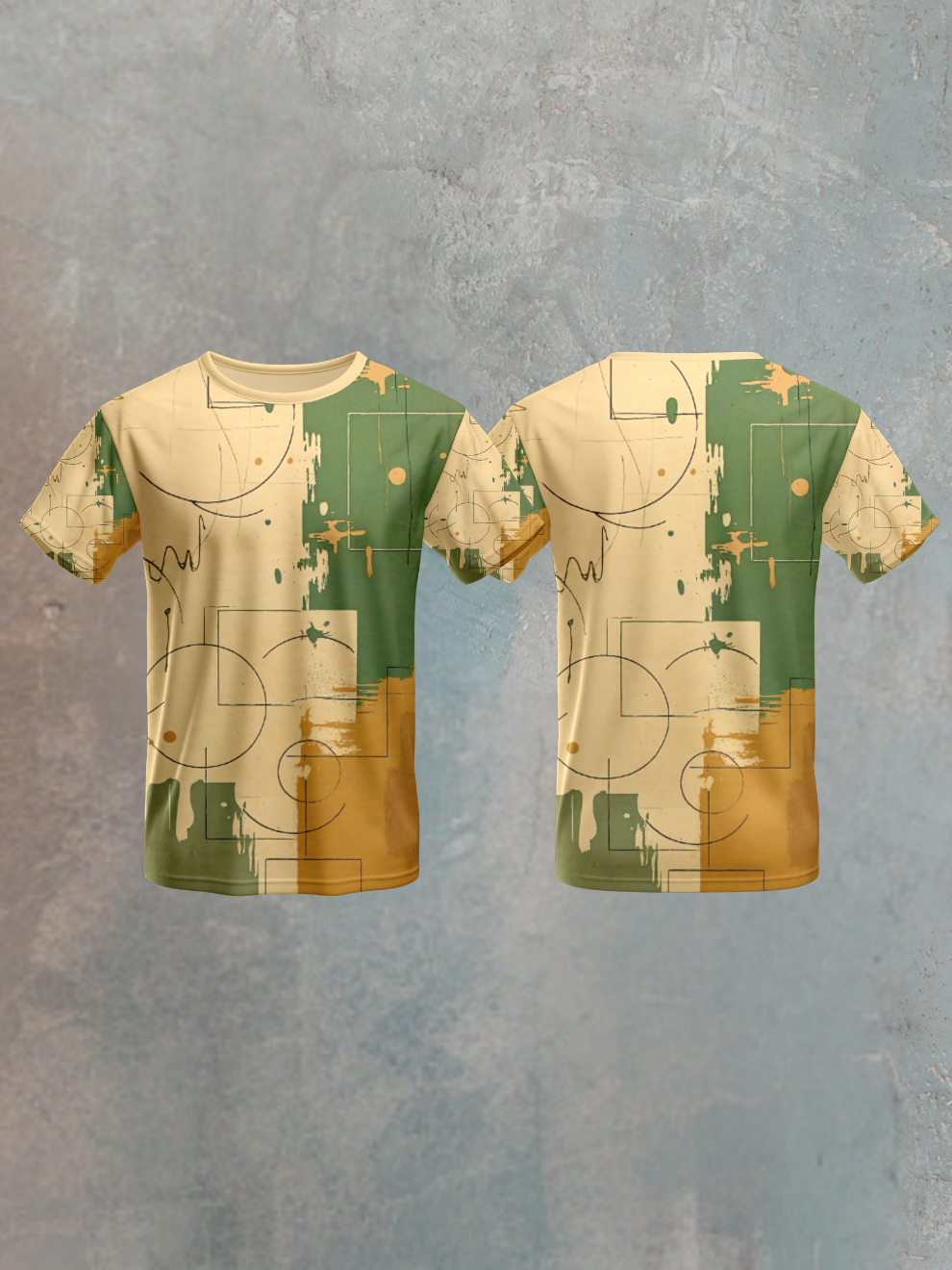 Olive Grunge Tera Sketch Pattern Sports T-shirt for men