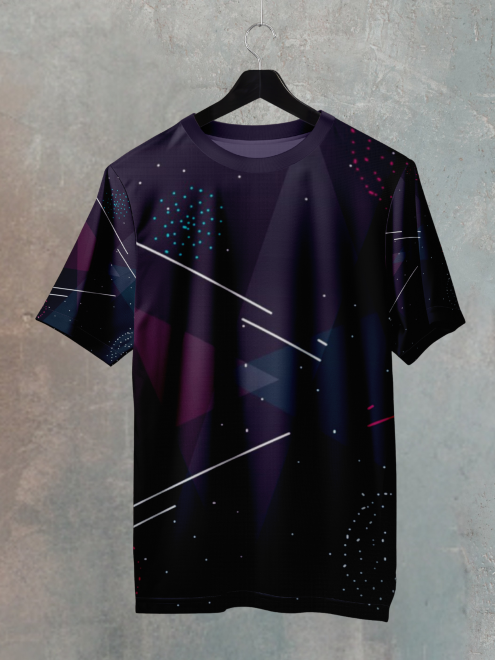 Midnight Graphite Black Orbit Pattern Sports T-shirt for women