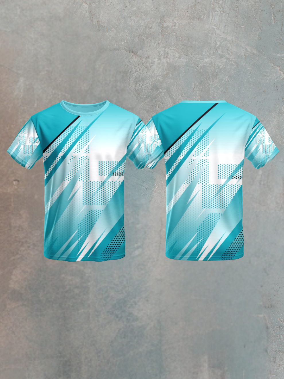 Aqua Blue Velocity Grid Pattern Sports T-shirt for men