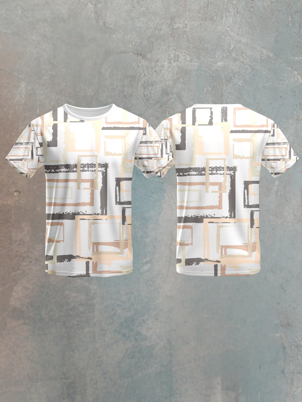 Clay White Grid Block Pattern Sports T-shirt for men