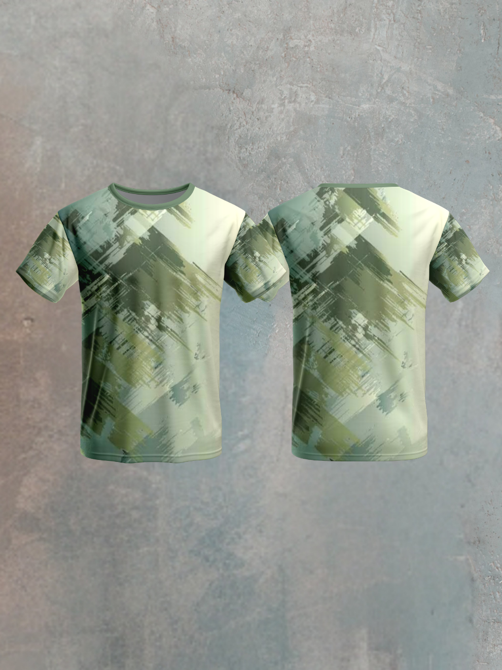 Olive Green Brush Camo Pattern Sports T-shirt for men
