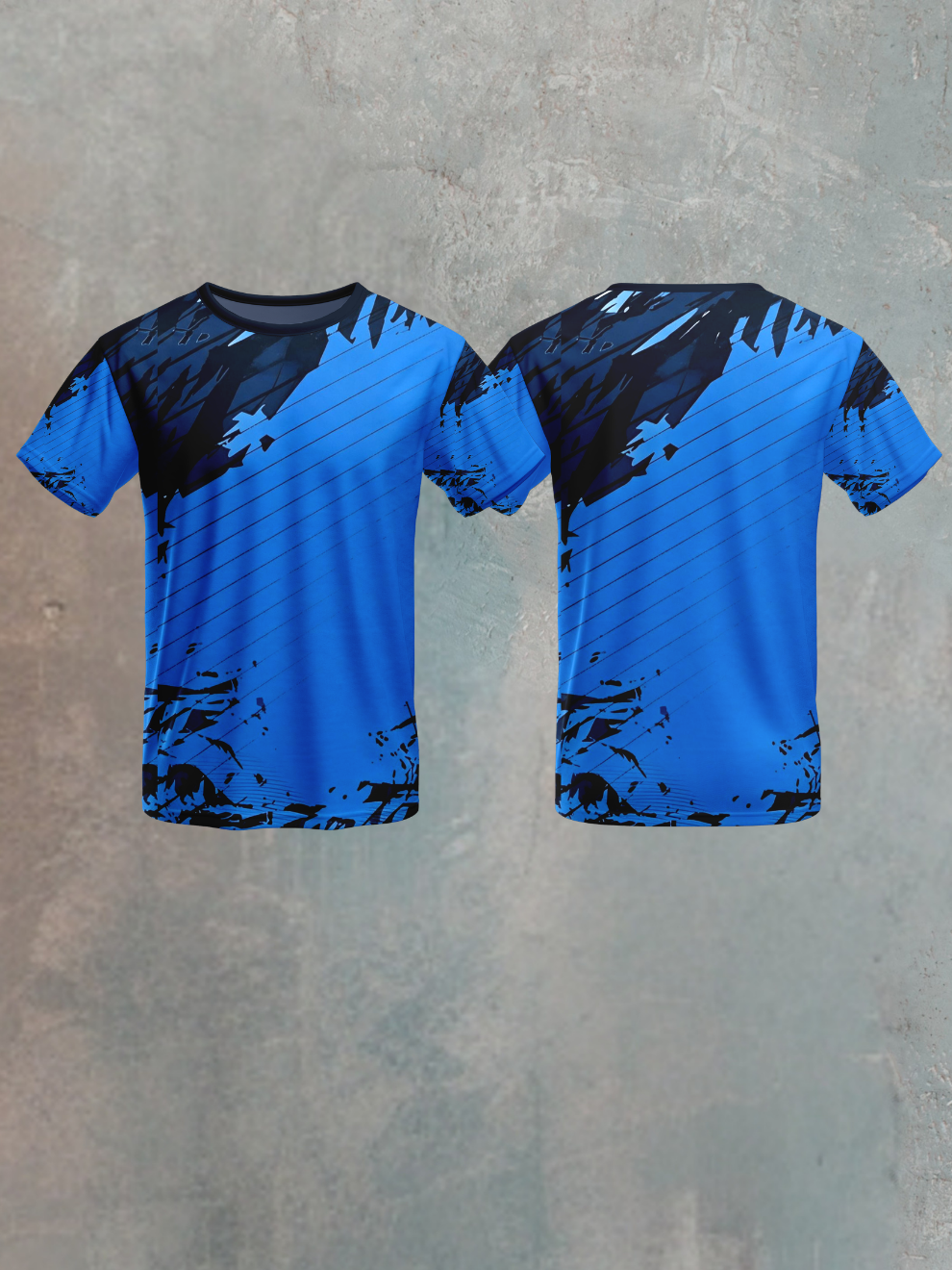 Royal Blue Edge Burst Pattern Sports T-shirt for men