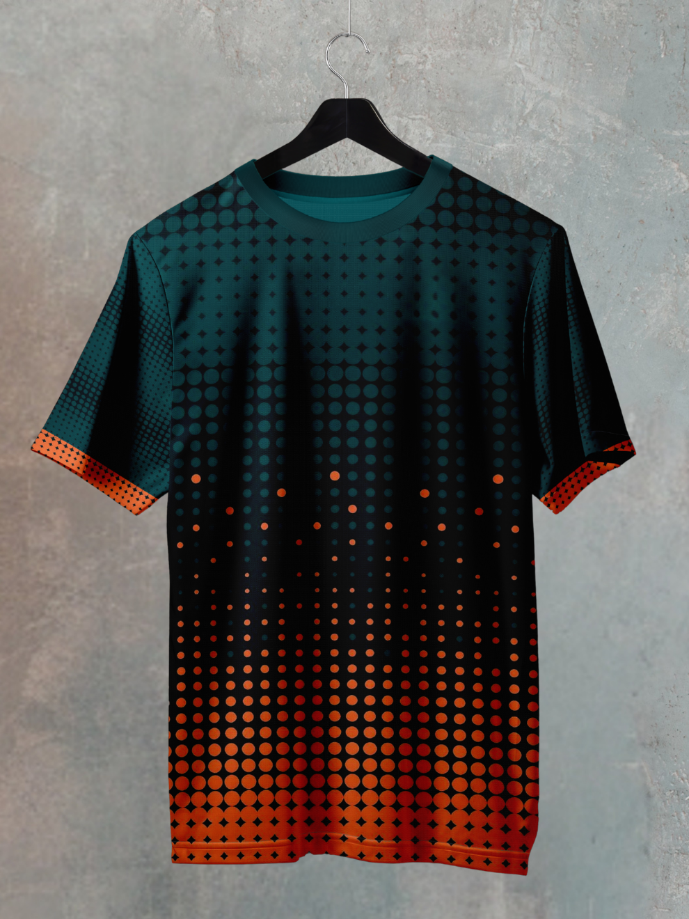 Teal Orange Dot Matrix Pattern Sports T-shirt for women