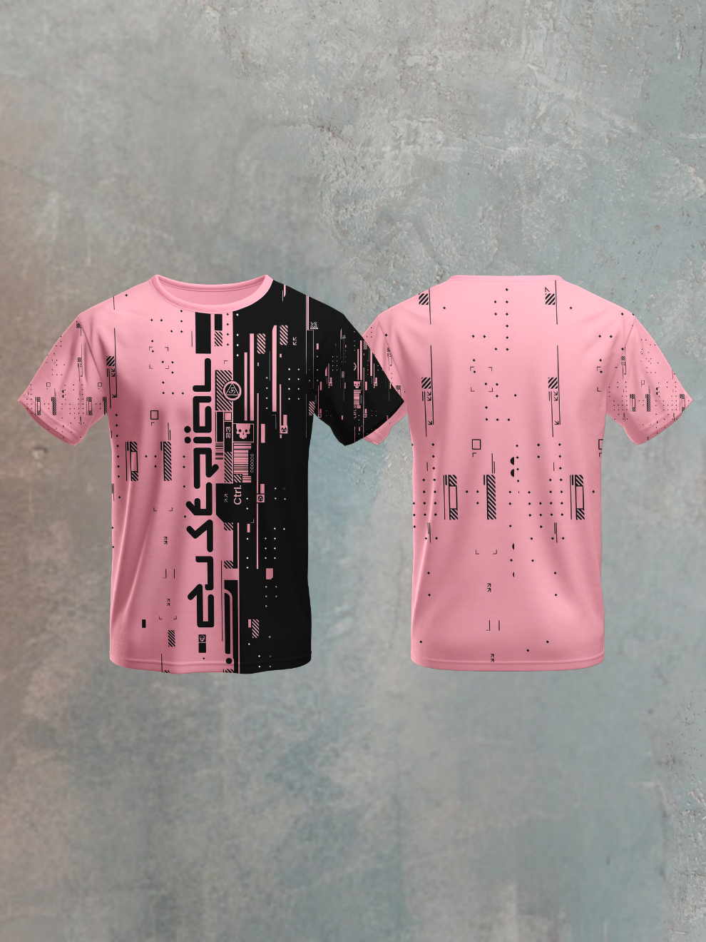 Pink & Black Tech Split Pattern Sports T-shirt for men