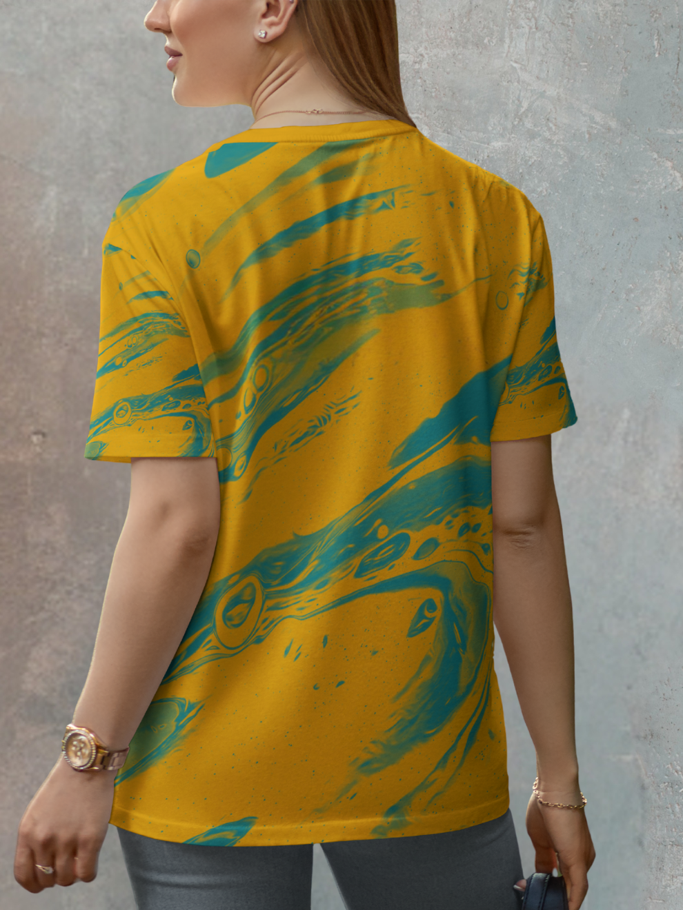 Amber Blaze Aqua Rush Pattern Sports T-shirt for women