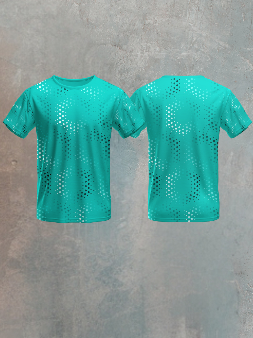 Teal Green Dot Fade Pattern Sports T-shirt for men