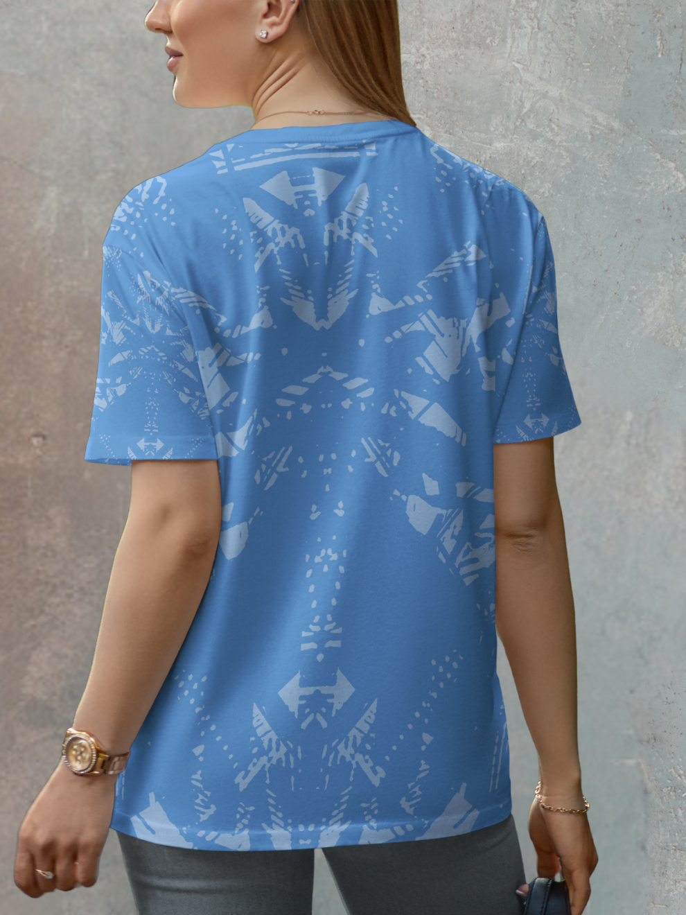 Azure Blue Aero Pulse Pattern Sports T-shirt for women