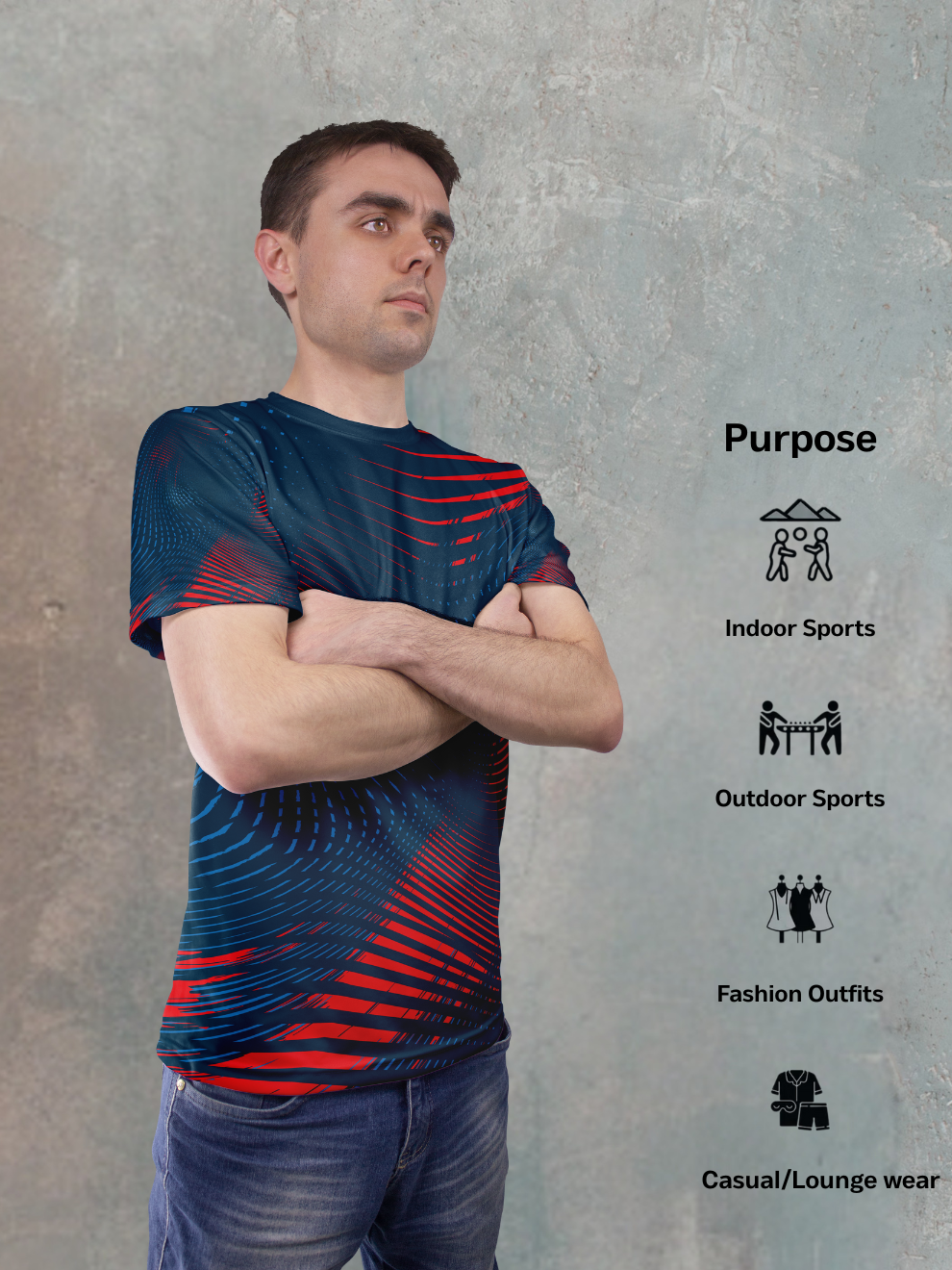 Midnight Blue Geometric Print Pattern Sports T-shirt for men