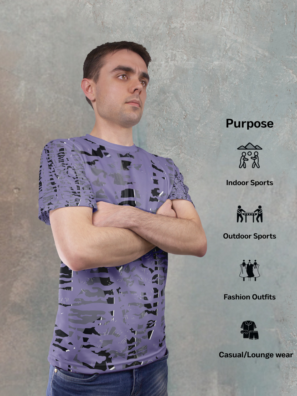 Shadow Violet Drift Core Pattern Sports T-shirt for men