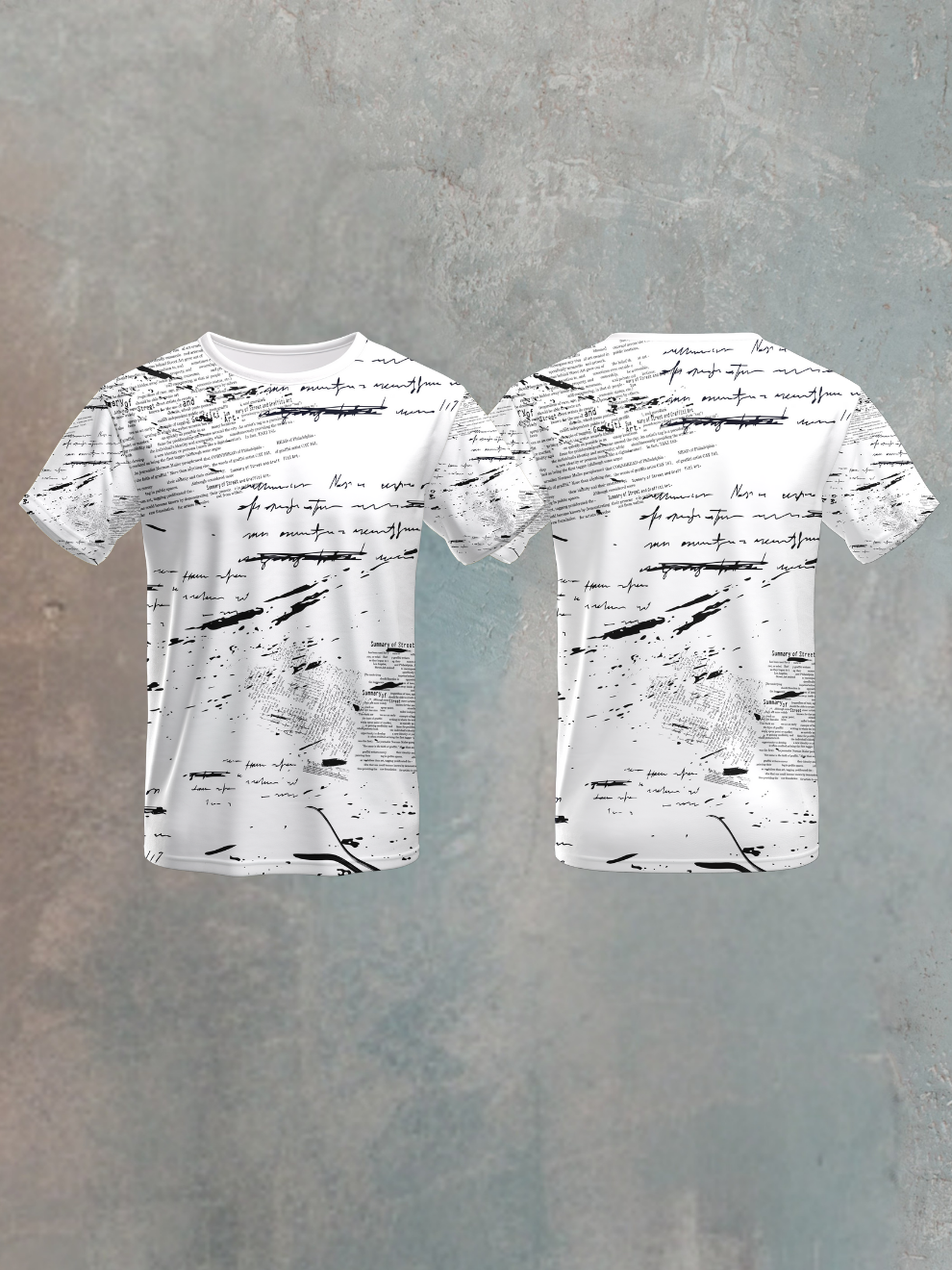 Ink White Scripted Text Pattern Sports T-shirt for men
