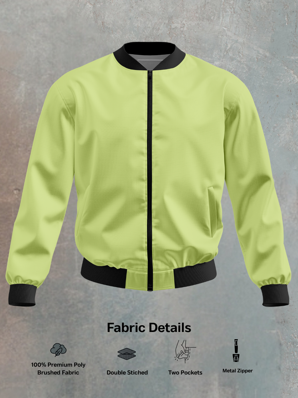 Lime Green Solid Regular Fit Jacket