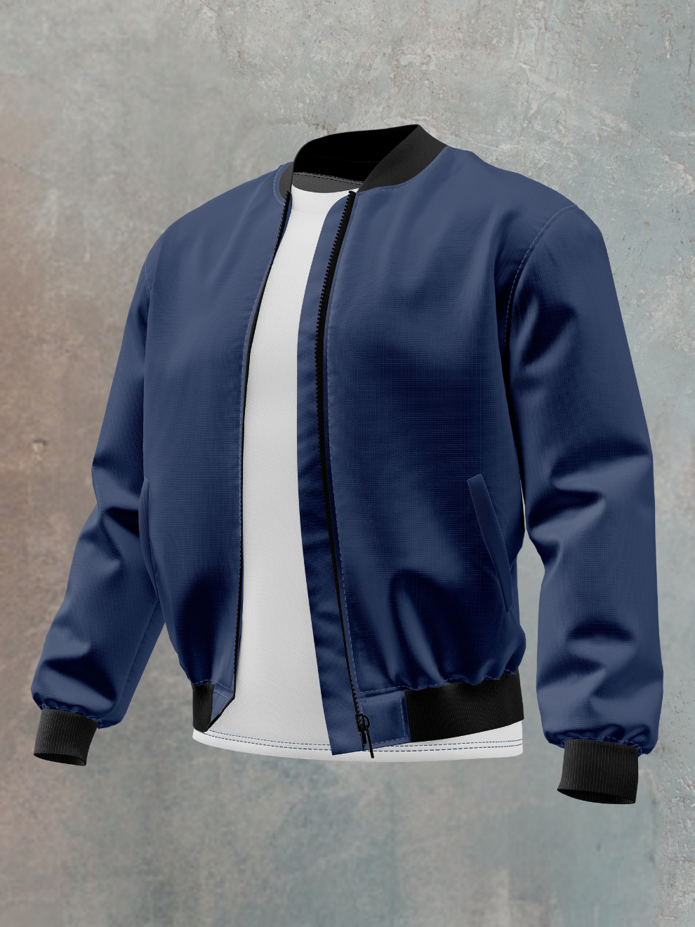 Navy Blue Solid Regular Fit Jacket