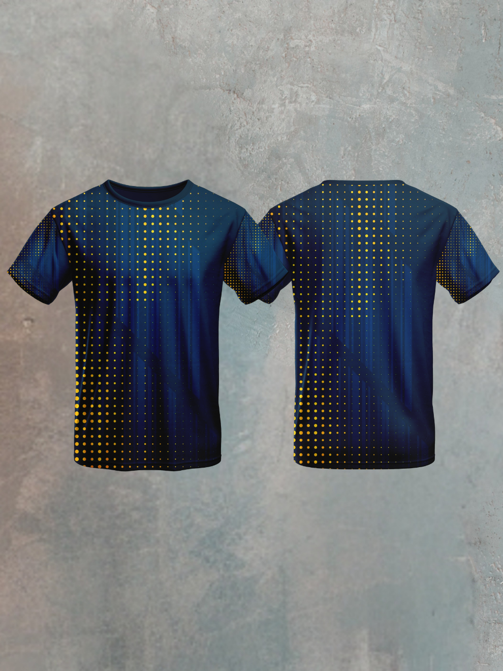 Dark Dotted Blue Pulse Grid Pattern Sports T-shirt for men
